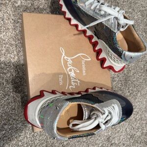 Christian Louboutin Kids Iridescent Silver Sneakers